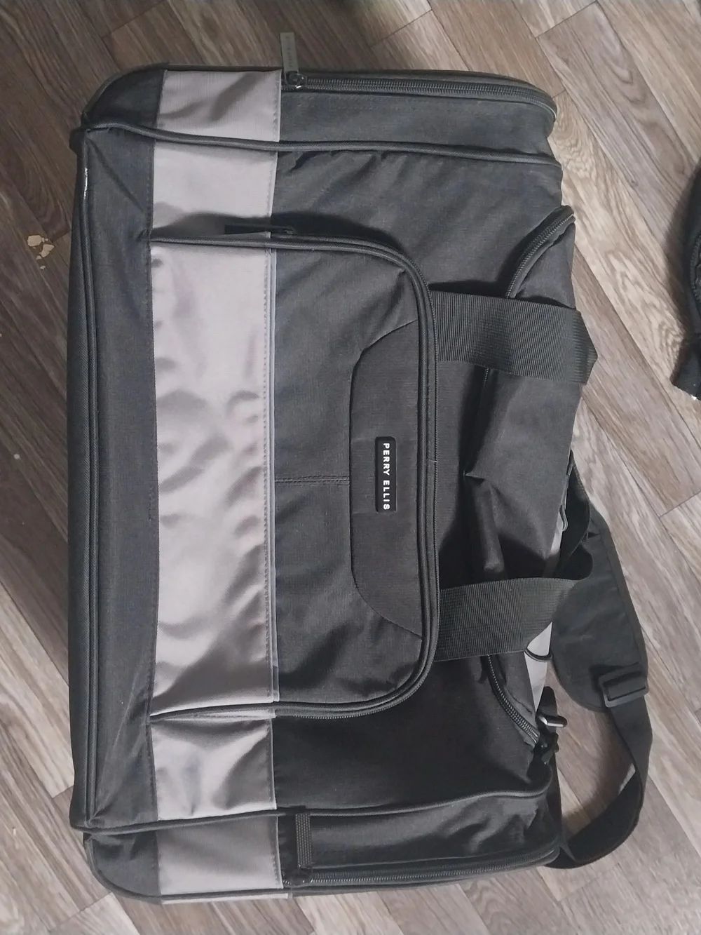 PERRY ELLIS-Black and Gray Men's Travel Duffel Bag